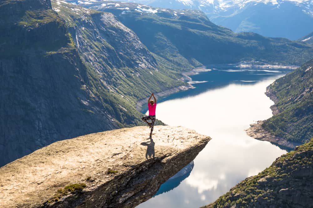 Instagrammer on Trolltunga cliff in Norway